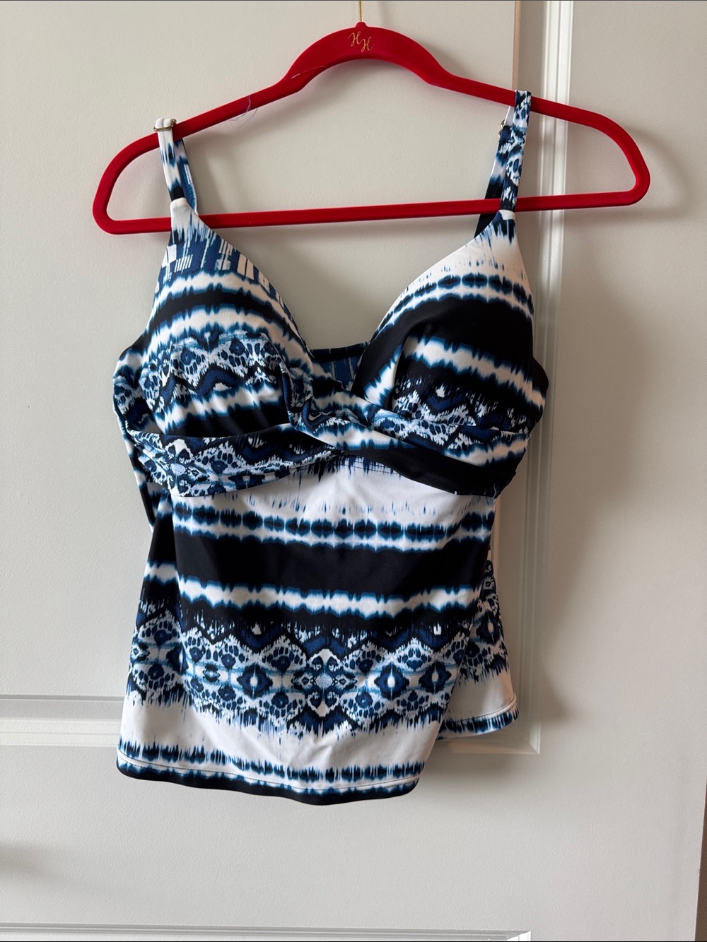 Women’s Blue & White Printed Tankini Top